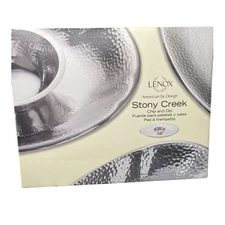 New LENOX 16” Stony Creek Chip And Dip Polished Sliver Aluminum Tray Plate