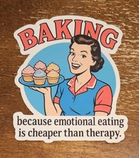 Retro 1950's housewife inspired die cut sticker, retro inspired baking sticker