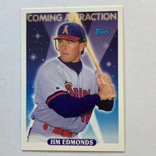 Topps 1993 Coming Attraction Jim Edmonds Rookie #799 Angels Baseball Card. rookie card picture
