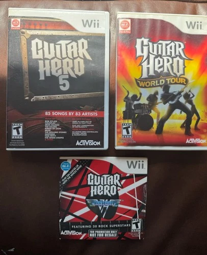 New ListingLot Of 3 Wii Video Games, Guitar Hero 5, World Tour, Van Halen “Not For Resale”