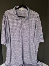 Peter Millar Men's Summer Comfort Polo Shirt 2XL White/Blue with Skulls Print