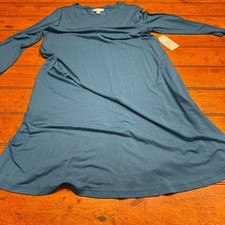 Time and Tru Womens Teal Blue Long Sleeve Crew Neck TShirt Dress Size M 8-10 NWT