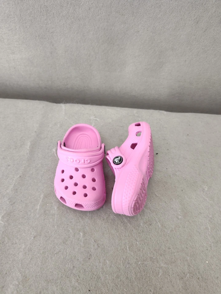 Crocs Clásicos Zuecos Zapatos Niñas Pequeñas 2-3 Rosa Sin Cordones Ligeros Verano Foto 4 de 4