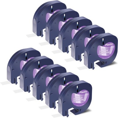 10Pack Dymo Letratag Refill 16952 White Clear Label Tape 12mm LT-100H 1/2''