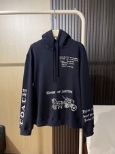 NWT COACH Men's Navy Hoodies Hat Coat cardigan Organic Cotton