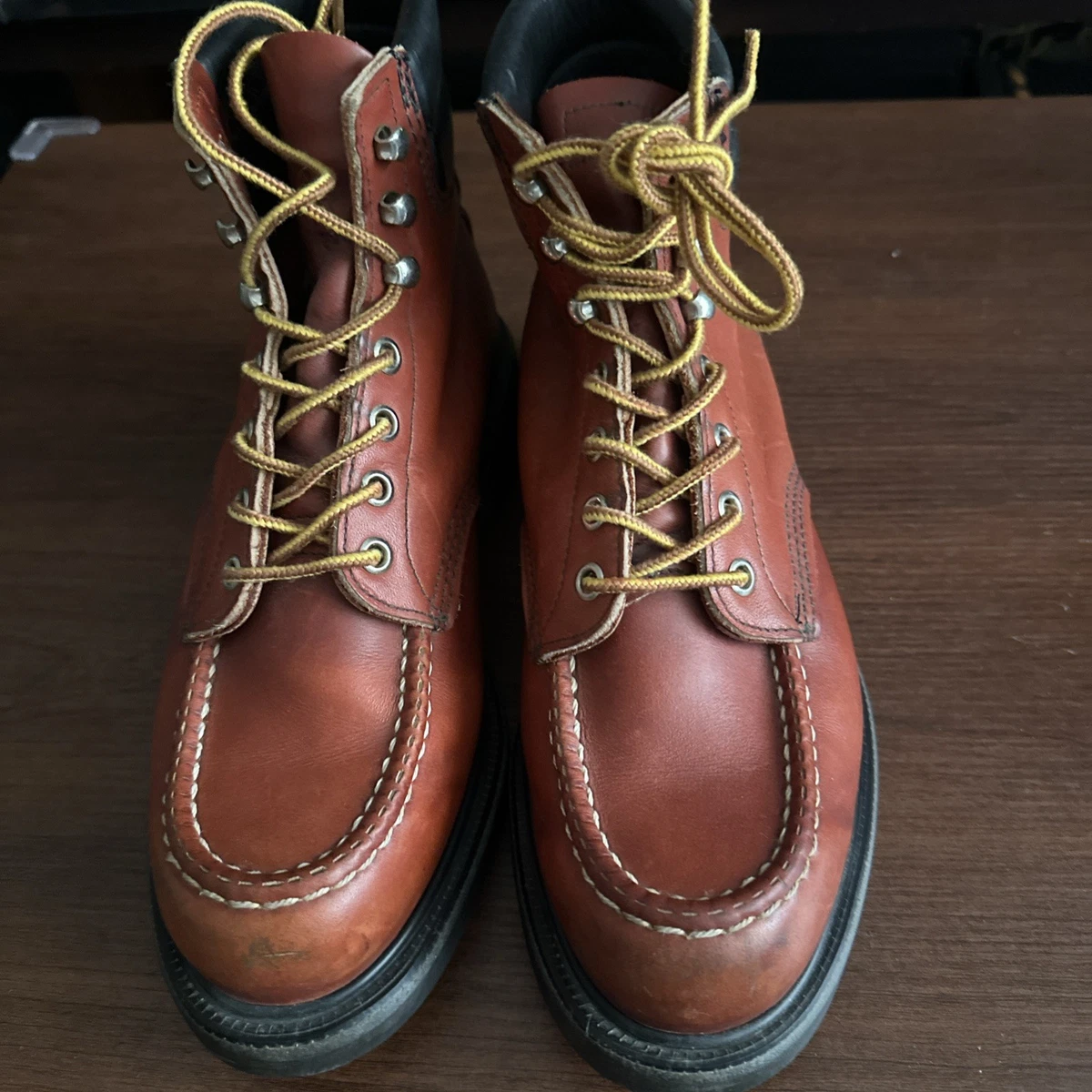 Red Wing 204 Mens Style Work Boots Red Leather Size 9.5D Made in the USA Red Wing Boots Men Style 202 Red Leather Moc | Mercari main image 4