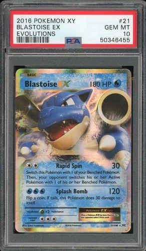 2016 Pokemon XY Evolutions Blastoise Ex #21 GEM MT PSA 10 Ultra Rare