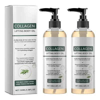 2 Bottles 100ml Collagen Magic Body Oil Firming, Glow Essence Lifting Body Oil,