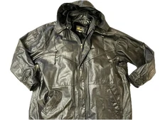 Vintage Mens 3Xl Leather Ben-Z Y2K Jacket W/ Hood, Removable Liner