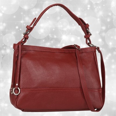Toscanto Damen Schultertasche Leder Tasche dunkelrot OTT176SD6