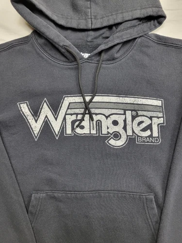 Wrangler Hoodie Men's Size Small Logo Black Pullover Long Sleeve - Picture 3 of 7