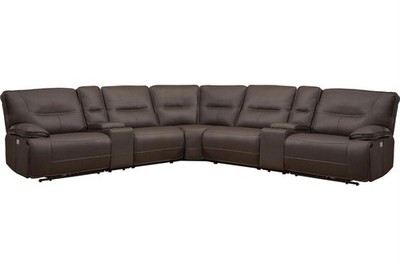 Spartacus Chocolate 7 Piece Power Reclining Adjustable Headrests Sectional