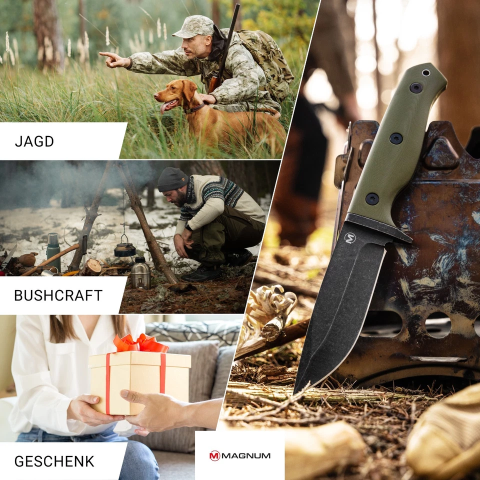 MAGNUM Bushcraft Drop Outdoormesser 42a Full Tang 440A G10 Kydex Grün 02SC339 - Bild 2 von 4
