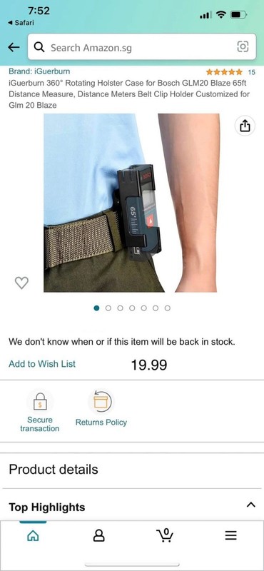 iGuerburn 360° Rotating Holster Belt Clip Holder for Bosch GLM20 Blaze