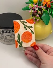 ACEO Original Art Card LKZArtCreations Watercolor Oranges and Leaves Painting