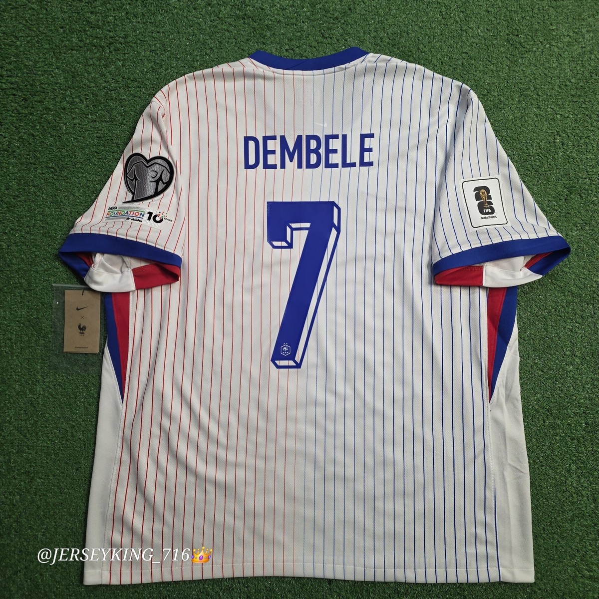 NIKE France Ousmane Dembele #7 2024/25 Away Soccer Jersey WC