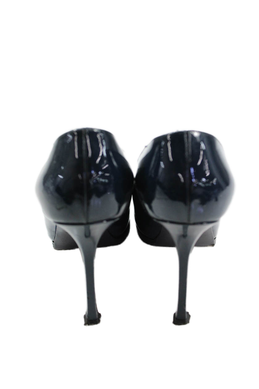 Yves Saint Laurent Womens Patent Leather Platform High Heels Blue Size 6.5 thumbnail 3