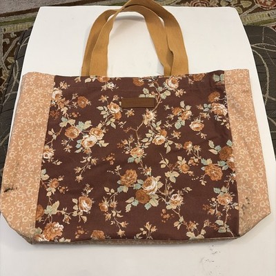 Laura Ashley 'Belinda' Canvas Tote in Apricot & Wine Cottagecore Shabby Chic