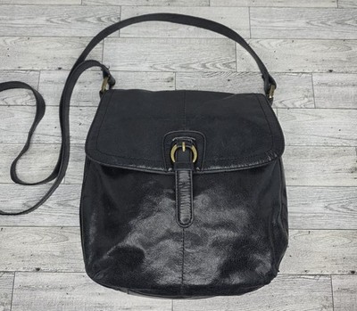 Vintage Hobo Original Black Leather Crossbody Bag Y2K It Girl Street Style Chic