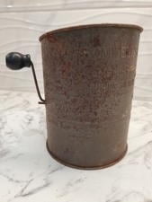Vtg Bromwell's 3-Cup Metal Flour Sifter Wood Handle Kitchen USA 1930's Antique