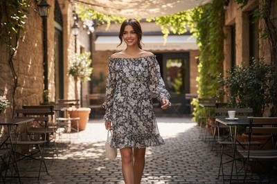 Patrizia Pepe Only 4 Stylish Girls Sz 42 Vintage Ruffle Long Sleeve Shift Dress 