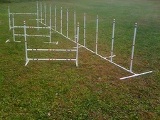 Dog Agility Equipment Training Package 12 Weave Poles and 3 Jumps, Free Shipping