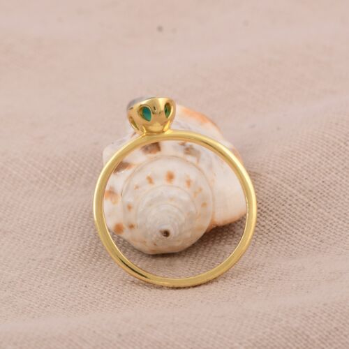 Dainty & Minimalist Ring Yellow Gold Plated With Green Onyx Gift For Colleagues - Picture 3 of 11