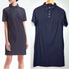 Banana Republic Pinstripe Embellished Collar Dress Size XS short Sleeve NWT