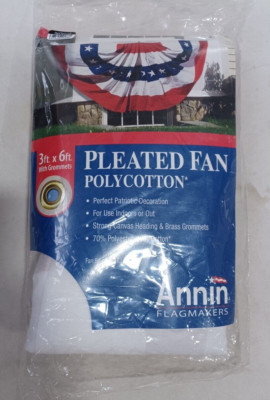 Annin Flagmakers 3ft x 6ft Pleated Fan American Flag Poly-Cotton with Grommets