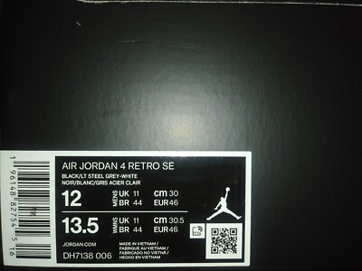 Size 11 - Air Jordan 4 Retro SE - Black/Lt Steel GreyWhite s-l400.jpg main image 4