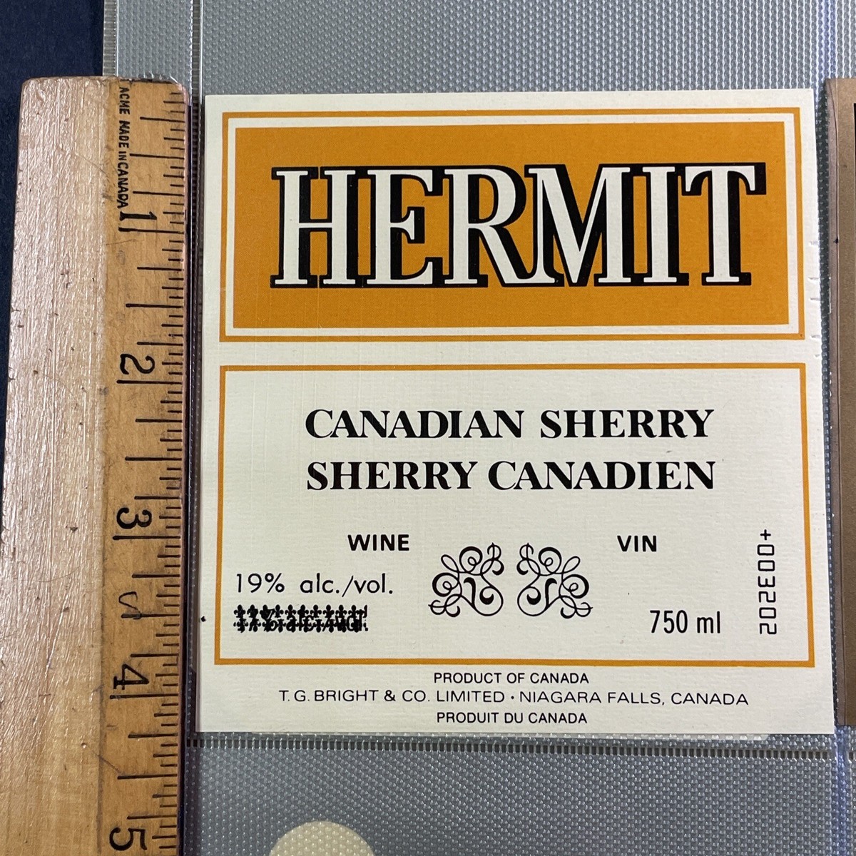 Vintage Brights Winery Hermit Canadian Sherry Wine UNUSED Paper