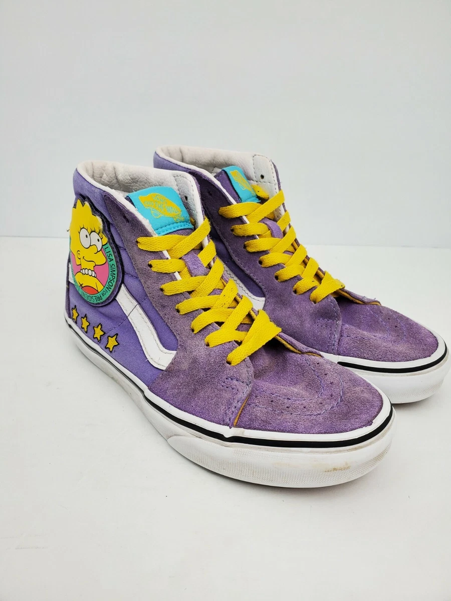 Vans Sk8 Hi Purple Yellow Suede Lisa Simpson High Top Sneakers