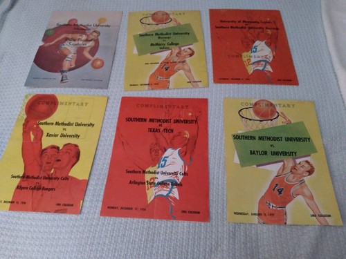 Vintage SMU Mustang College Basketball Rosters 1956-1957, 1969 - Lot of 12