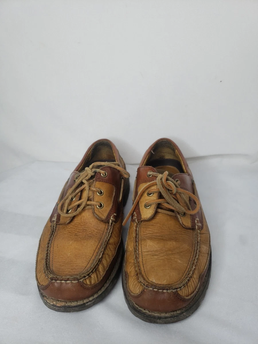 Men s L.L. Bean Allagash Bison Leather Handsewn Oxford Casual Shoe Size 10.5