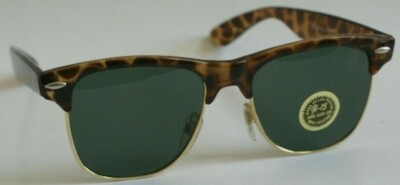 NWT TruVintage classic Soho/Clubman style glass G-15 lens combo frame sunglasses Clubman - Golden Rose | Royal Amber/Gold – Art-Craft Optical main image 2
