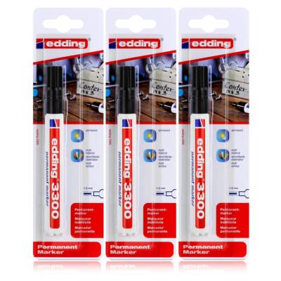 edding 3300 Permanent Marker schwarz Spitze 1-5mm wasserfest (3er Pack)