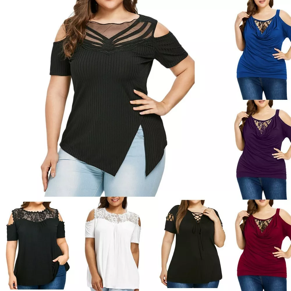 Fashion New Style Plus Size Women's Short-sleeved V-neck Off-the