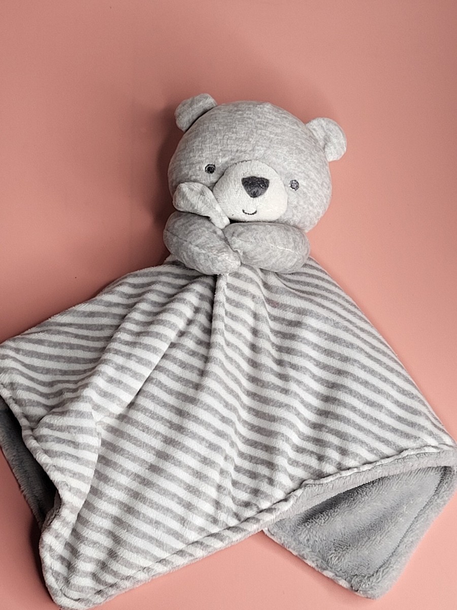 Carters Just One You Gray White Stripe Bear Baby Love Security Blankie b