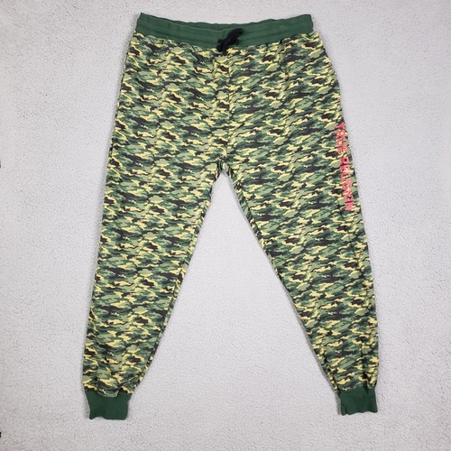 True Religion Hose Herren Large Grün Jogger Militär Camouflage Baumwolle Frottee Spruch