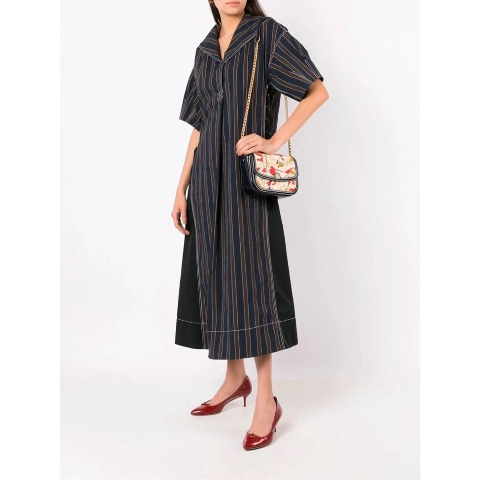 Abito da marinaio a righe Tory Burch taglia 0 vendita al dettaglio $798