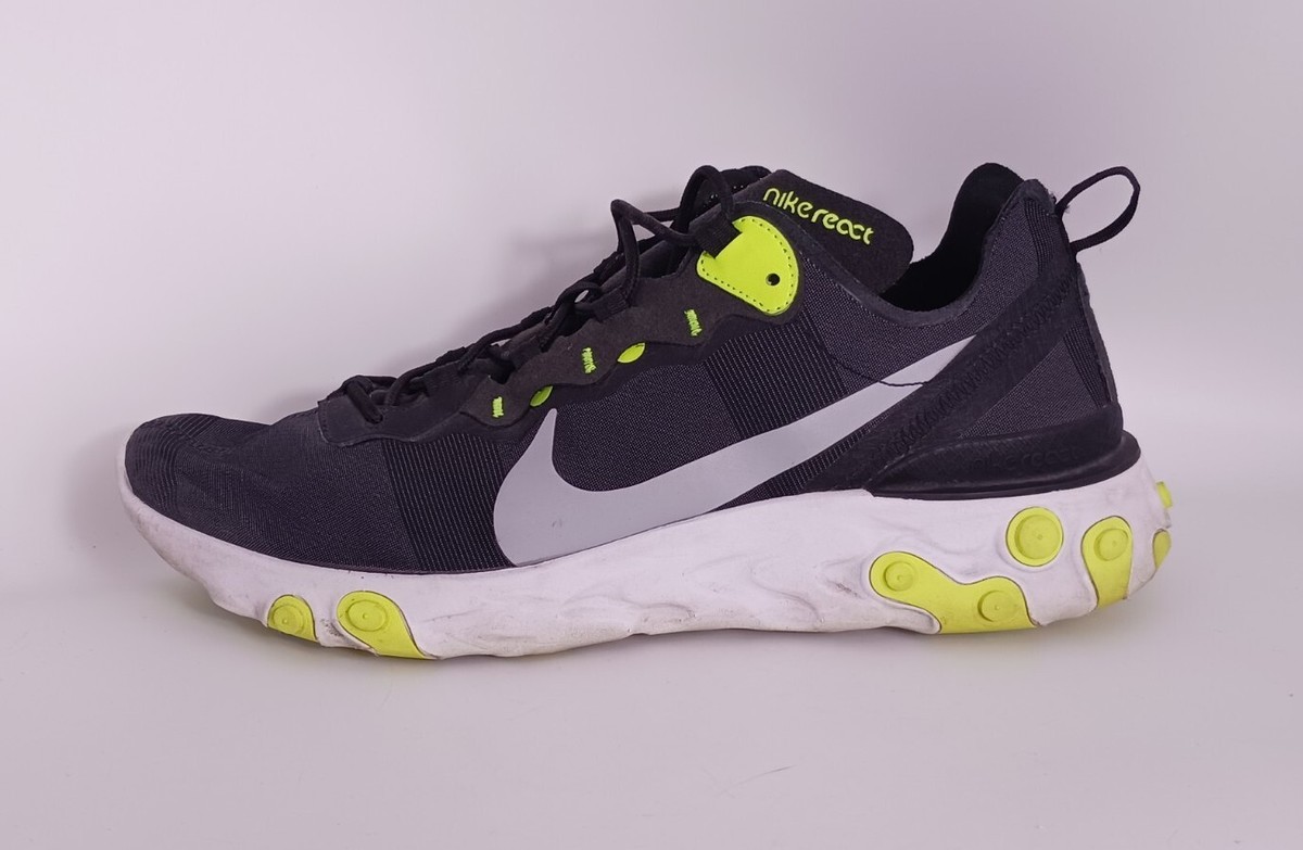 ★ Nike ★ React Element 55 Black Wolf Grey Volt Men's Nike React Element 55 Black Wolf Grey Volt Low Top
