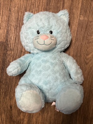 Spark Create Imagine KITTY CAT Large Aqua Teal Blue Textured 15in Soft Plush 