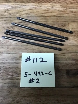 Lot of 5 New Apex 492-C. #2 Phillips Bits 6" Long