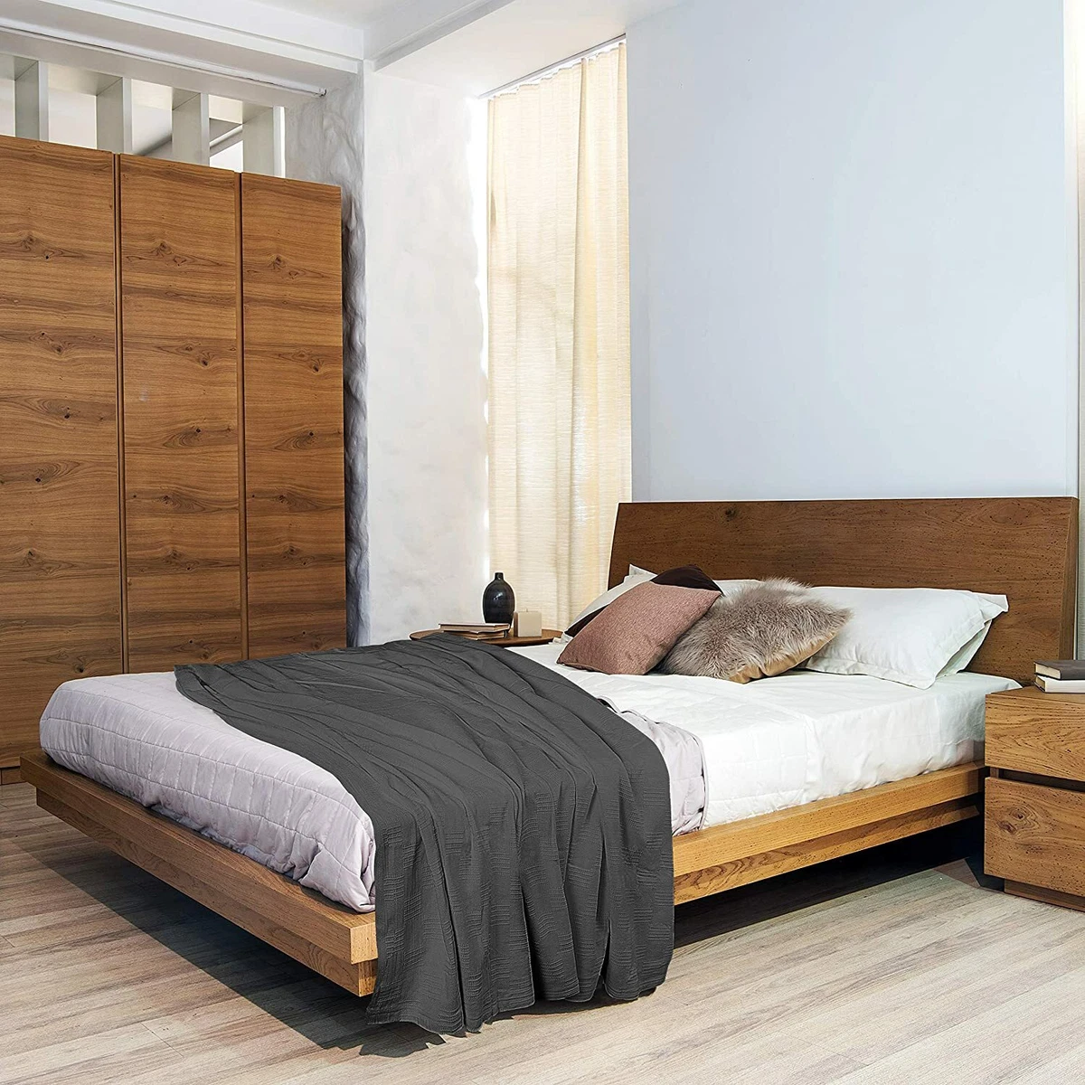 Utopia Bedding Premium Cotton Blanket King Grey Soft Breathable