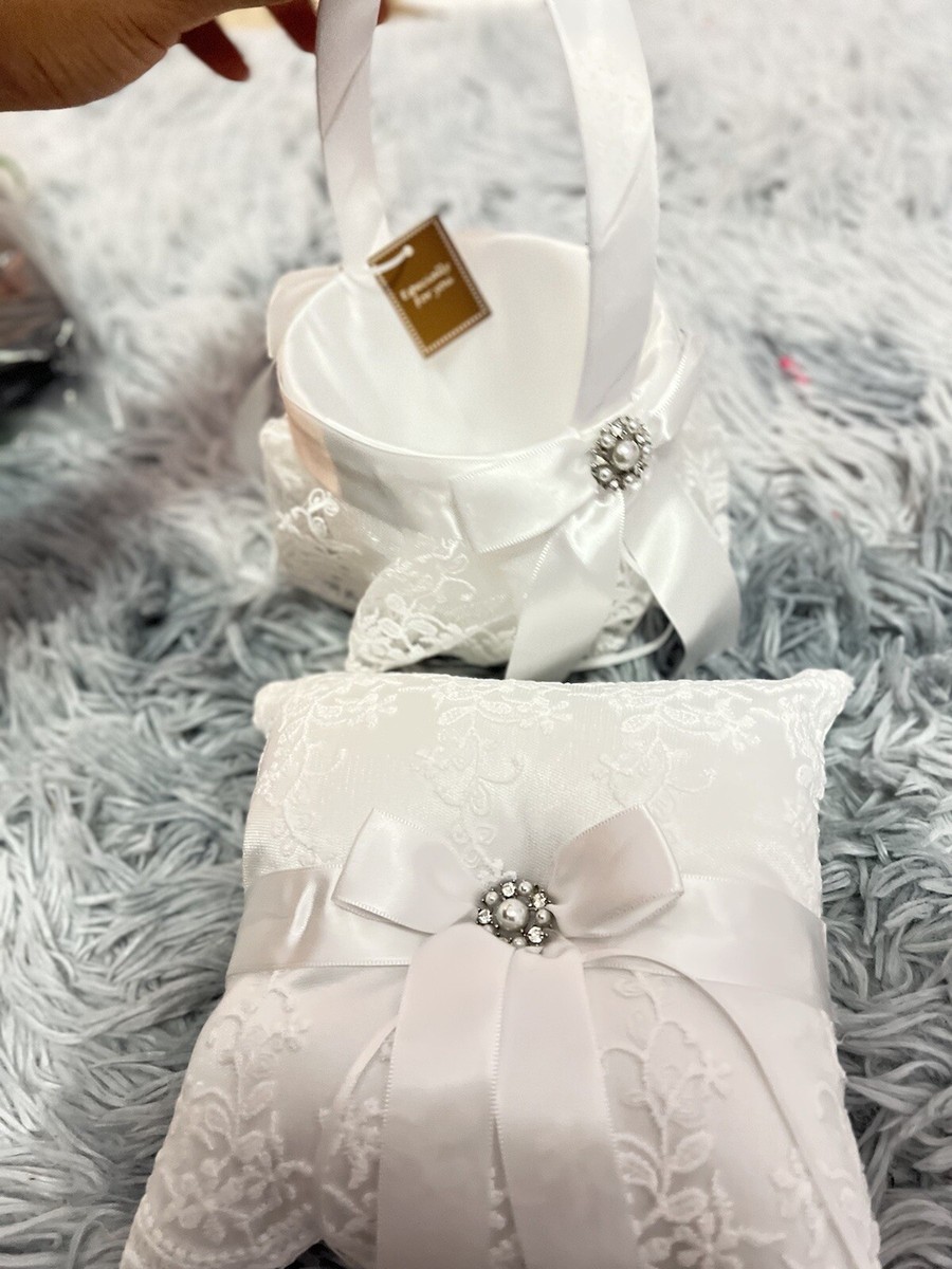 TRUE LOVE GIFT Ring Bearer Pillow and Wedding Flower Girl Basket