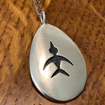 Mark Lomayestewa Hopi Sterling Silver Bird Pendant 18'' Chain Vintage Stunner J9