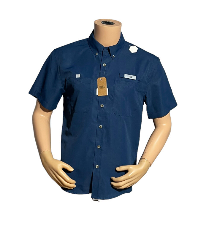 Мужская тканая рубашка Field - Stream Latitude 11 SS синего цвета небольшого размера