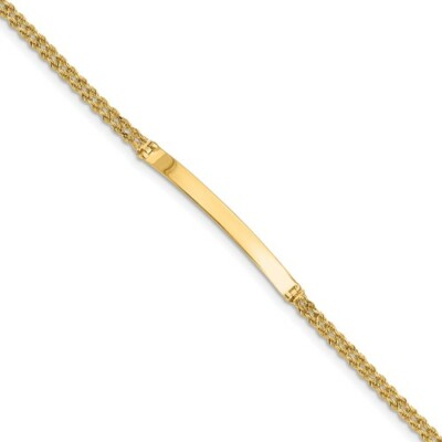 Real 14kt Yellow Gold Two Strand Rope ID Chain Bracelet; 8 inch; Lobster Clasp