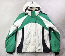 Trespass Winter Hooded Ski Jacket Waterproof Green White Women's Medium