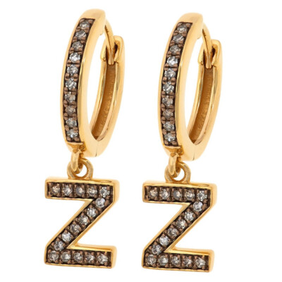 Ohrhänger 0,45 kt champagnerfarbener Diamant ''Z'' Initialen Sterlingsilber